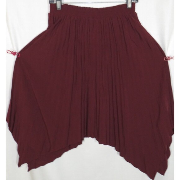 Halara Burgundy Lightweight Pleated Flowy Handkerchief Hem Skirt Size XS - Picture 7 of 7